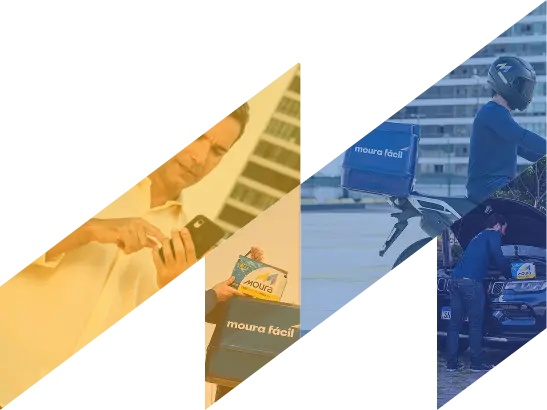 Colagem de imagens de consumidores felizes utilizando baterias automotivas Moura